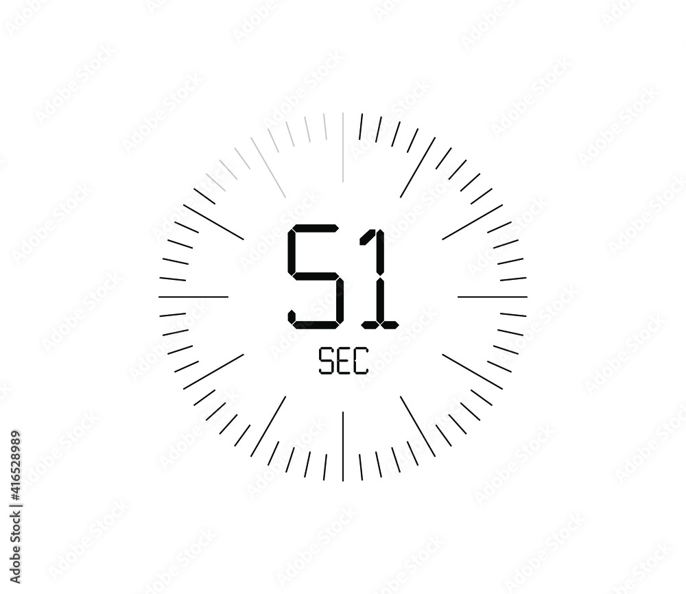 Timer 51 sec icon, 51 seconds digital timer Timer 51 sec icon, 51 seconds digital timer