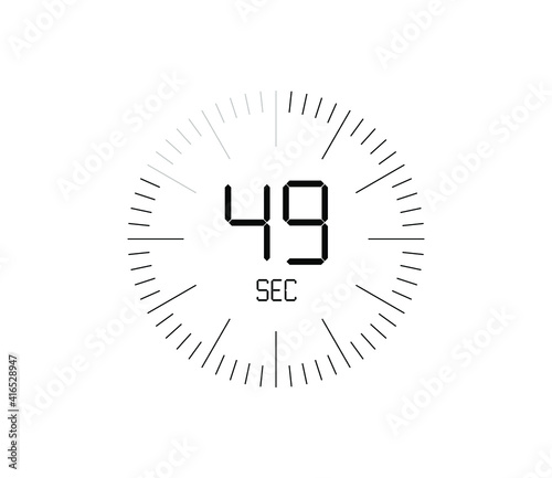 Timer 49 sec icon, 49 seconds digital timer