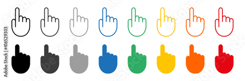 Set of hand icons. Colorful hand icons for clicks and confirmations. Vector illustration.