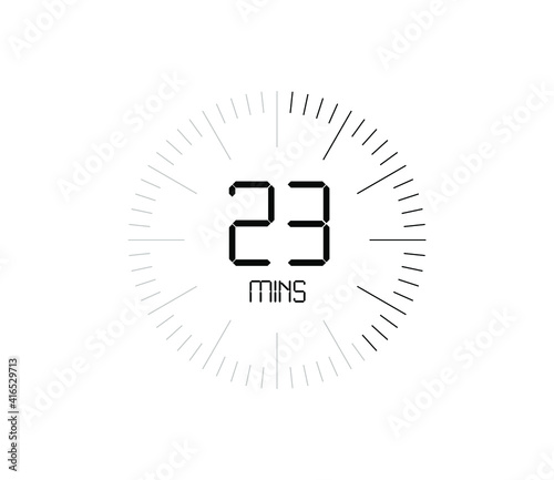 Timer 23 mins icon, 23 minutes digital timer