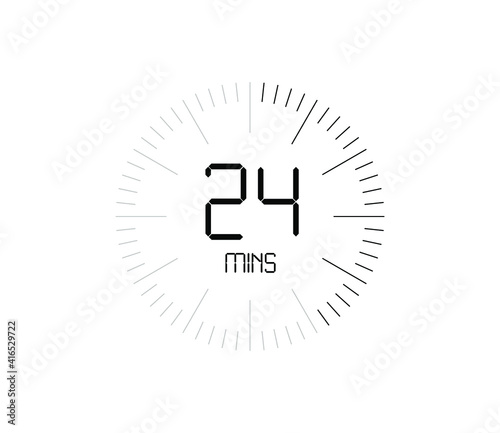 Timer 24 mins icon, 24 minutes digital timer