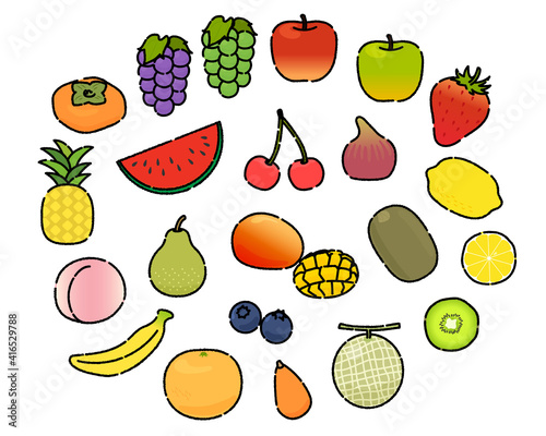 Fruit illustration material set / vector 