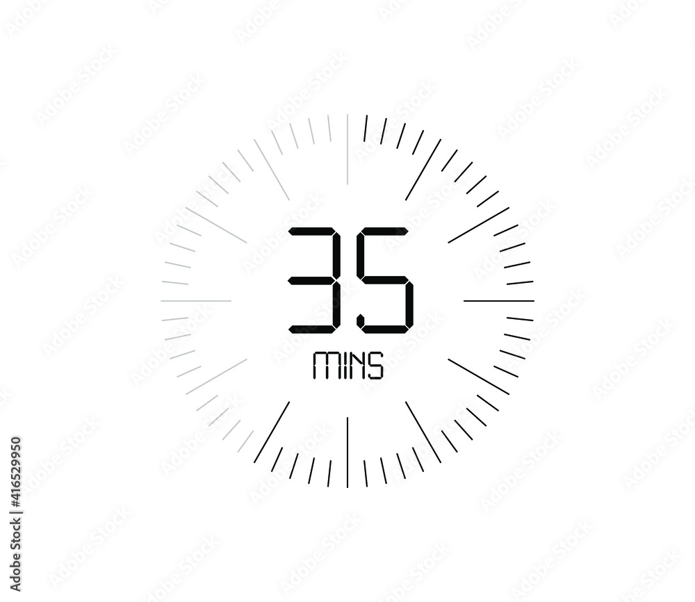 Timer 35 mins icon, 35 minutes digital timer Timer 35 mins icon, 35 minutes digital timer
