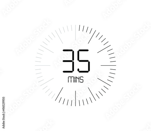 Timer 35 mins icon, 35 minutes digital timer