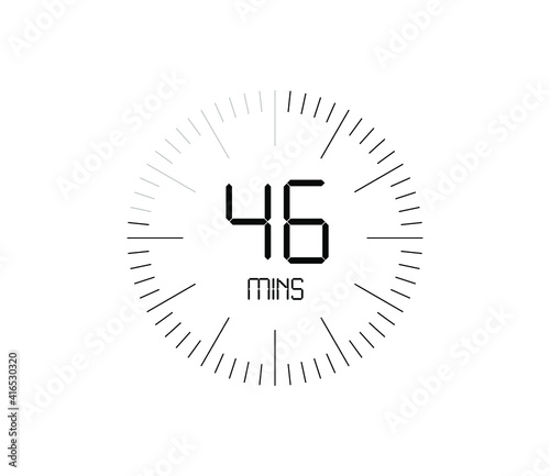 Timer 46 mins icon, 46 minutes digital timer