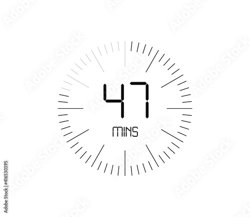Timer 47 mins icon, 47 minutes digital timer