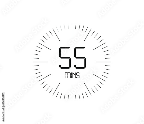 Timer 55 mins icon, 55 minutes digital timer