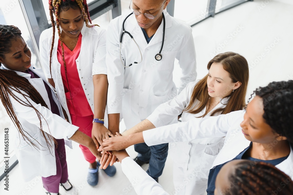 Fototapeta premium Group of doctors and nurses set in a hospital