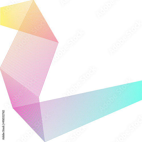 Design elements. Curved sharp corners many streak. Abstract vertical broken stripes on white background isolated. Creative band art. Vector illustration EPS 10. Colors lines created using Blend Tool