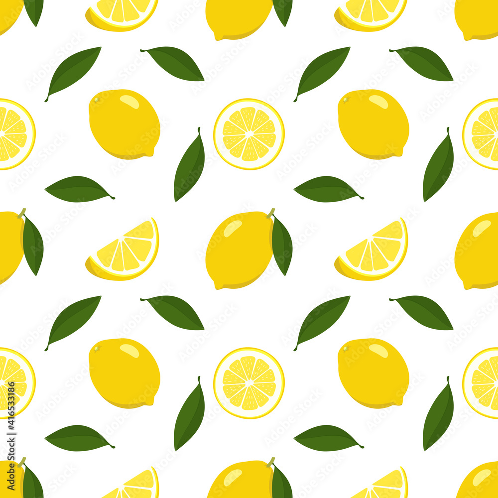 Seamless bright spring and summer pattern with lemon Seamless bright spring and summer pattern with lemon