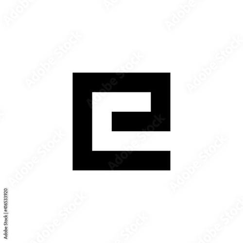 Awesome square E letter in black and white color. logo icon vector Free Download Awesome square E letter in black and white color. logo icon vector - GFXLoad