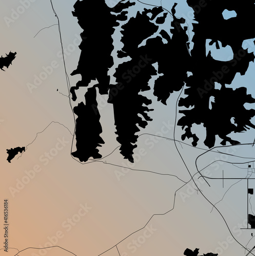 Liuzhou, Guangxi, China (CHN) - Urban vector city map with parks, rail and roads, highways, minimalist town plan design poster, city center, downtown, transit network, gradient blueprint