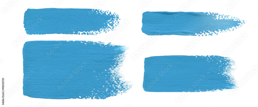 Blue brush Strokes. Gouache paint Stroke isolated on white background. Blue brush Strokes. Gouache paint Stroke isolated on white background.