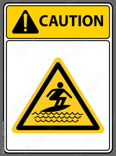 Beware of people surfing, surfing area,Caution sign