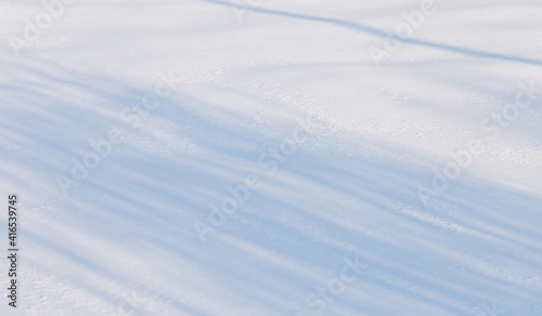 Snow Covered Field On A Sunny Day. Snow Texture Background