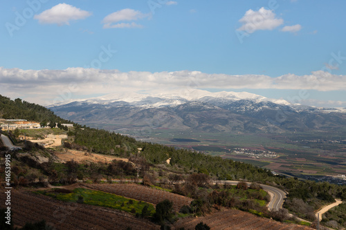 View from the mountain near the Israeli Margaliot village to the valley in the Upper Galilee in northern Israel