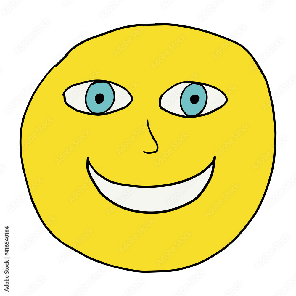 Cute cartoon doodle face isolated on white background. Emoji sign, smiley head. Cute cartoon doodle face isolated on white background. Emoji sign, smiley head.