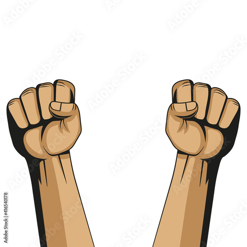 Vector illustration of two fist illustration. Protest concetpt. photo