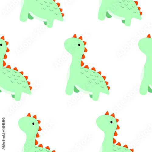 green dino mite pattern on white background. cartoon style.