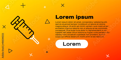 Line GMO syringe icon isolated on yellow background. Genetically modified organism acronym. Dna food modification. Colorful outline concept. Vector.