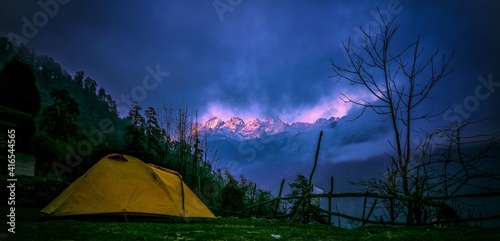 Himalayan Nature Landscape. tent in the mountains 