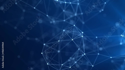 Abstract background with moving dots and lines. Network connection structure. Futuristic illustration. Digital technology design. 3d rendering.