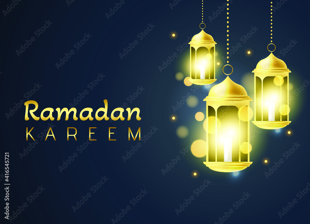 flat background Ramadan with lantern hanging on the side flat background Ramadan with lantern hanging on the side