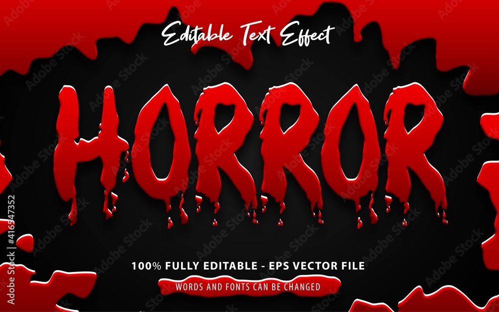 Horror, 3d creepy red blood style editable text effect Premium Vector ...