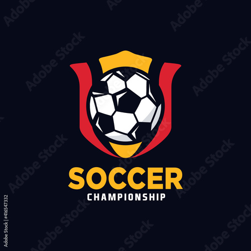 Soccer club emblem. Football badge shield logo, soccer ball team game club elements, Vector Logo Illustration Fit to championship or team
