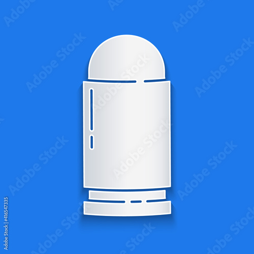Paper cut Bullet icon isolated on blue background. Paper art style. Vector.