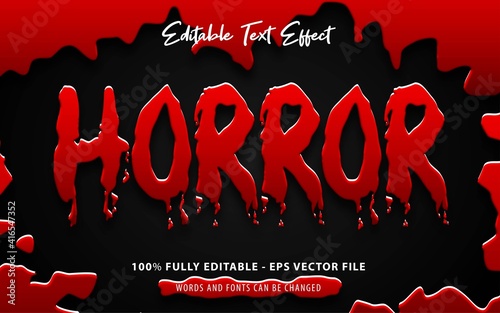 Horror, 3d creepy red blood style editable text effect Premium Vector