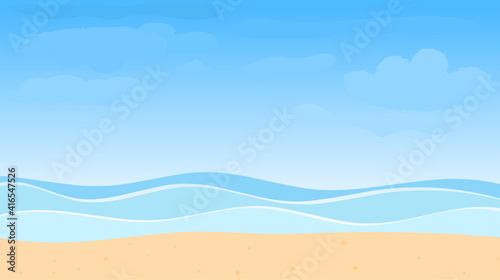 Summer beach background with sea wave vector.