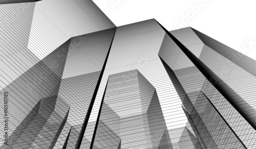 abstract buildings architectural drawing 3d
