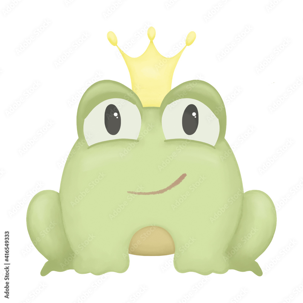 Cute frog prince with a crown on its head illustration Cute frog prince with a crown on its head illustration