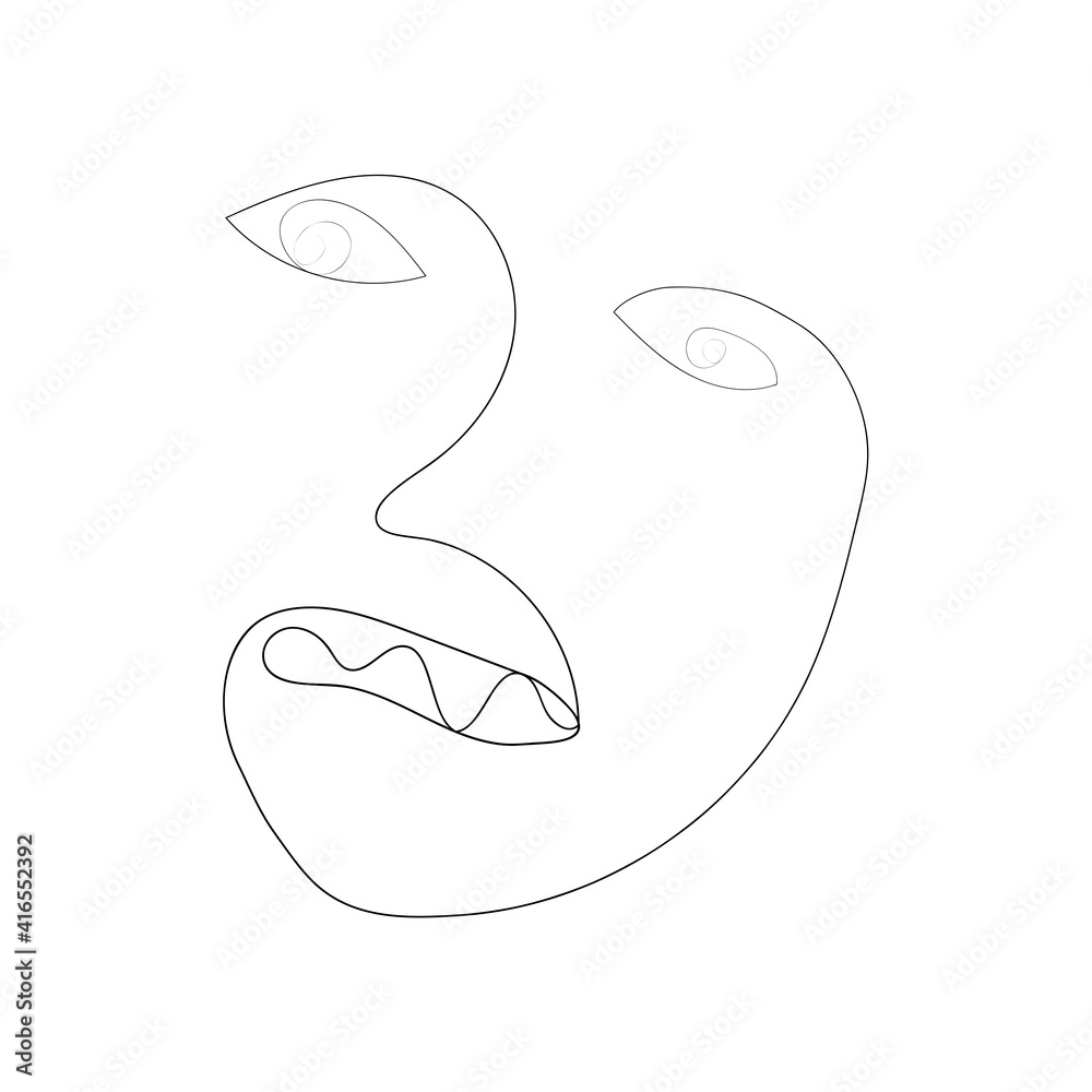 Continuous line, drawing of set faces and hairstyle, fashion concept, woman beauty minimalist, illustration Continuous line, drawing of set faces and hairstyle, fashion concept, woman beauty minimalist, illustration
