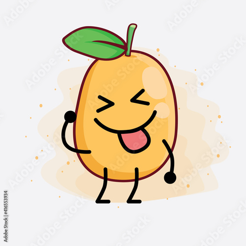 Kumquat Fruit Cute Character Illustration with simple face, hands and legs on isolated background