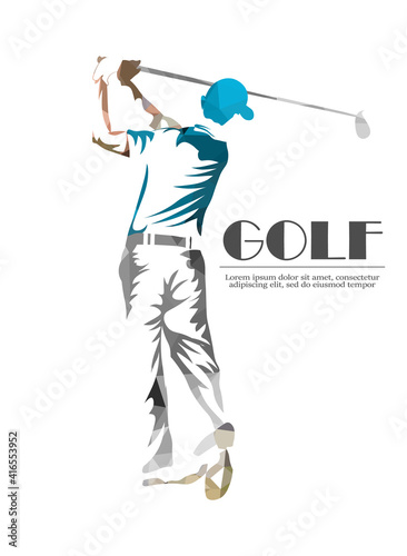 Golf player background.Vector eps10 illusration. Particle divergent composition