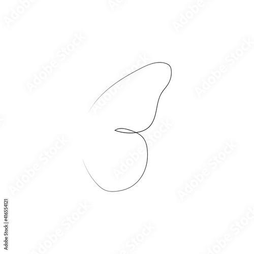 Flying bird continuous line drawing element isolated on white background for logo or decorative element.