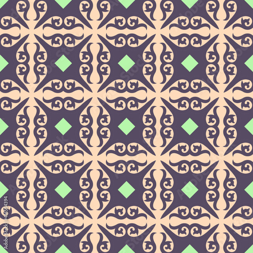 Decorative Asian Folk Seamless Pattern. Ornament of Asian Nomads: Kyrgyz, Kazakhs, Bashkirs, Tatars, Yakut, Mongols. Ethnic Vector Illustration for Paper Products, Textiles. 