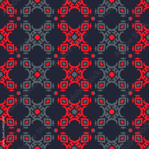 Decorative Asian Folk Seamless Pattern. Ornament of Asian Nomads: Kyrgyz, Kazakhs, Bashkirs, Tatars, Yakut, Mongols. Ethnic Vector Illustration for Paper Products, Textiles. 