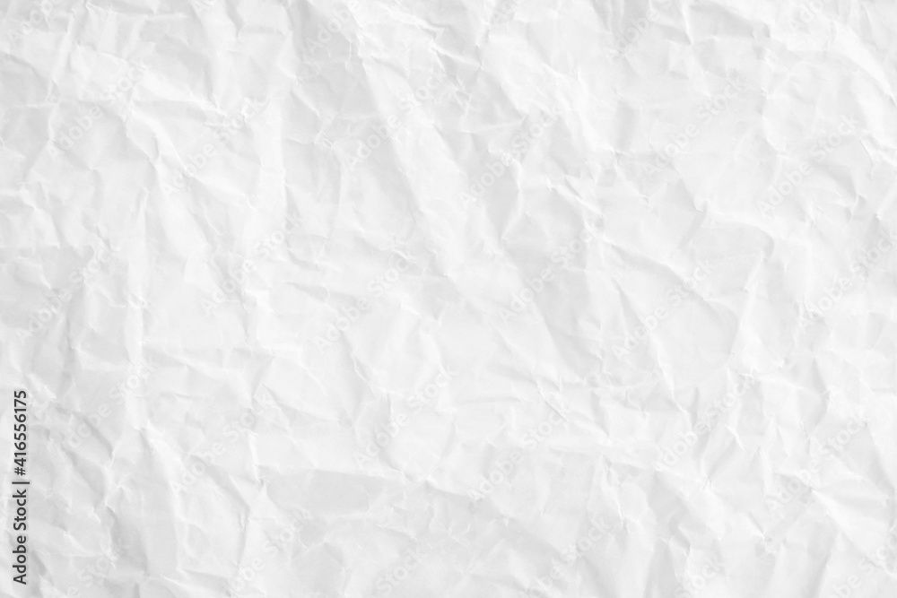 White paper sheet texture background with crumpled wrinkled and rough pattern, empty blank paper page material for design