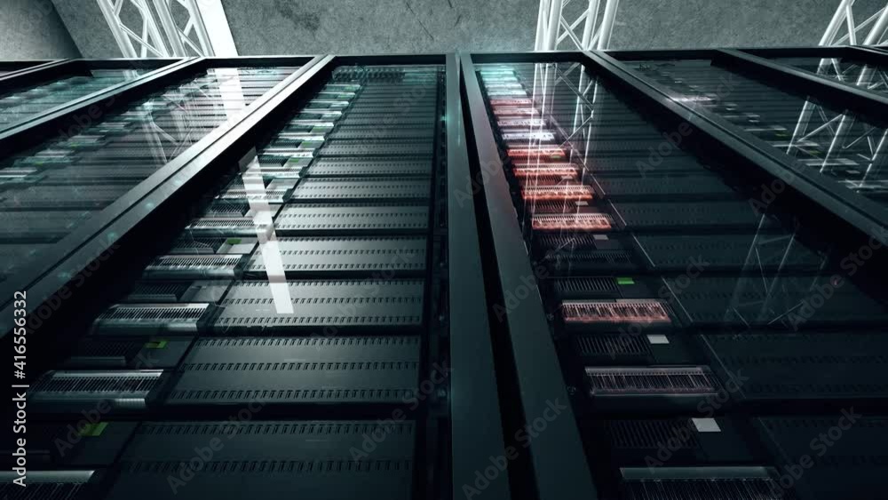 Server Room With Flashing Technology Lights. High quality 4k footage Server Room With Flashing Technology Lights. High quality 4k footage