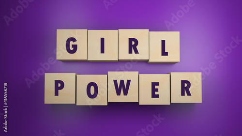 Girl power written in wooden cubes 