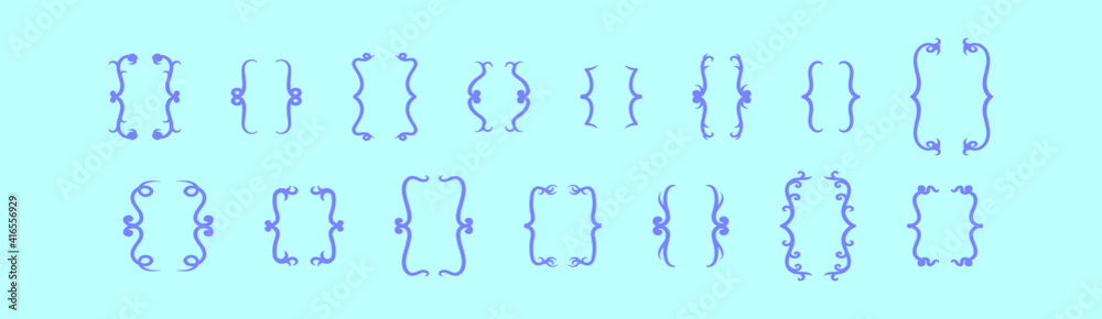 Fototapeta premium set of brackets cartoon icon design template with various models. vector illustration isolated on blue background