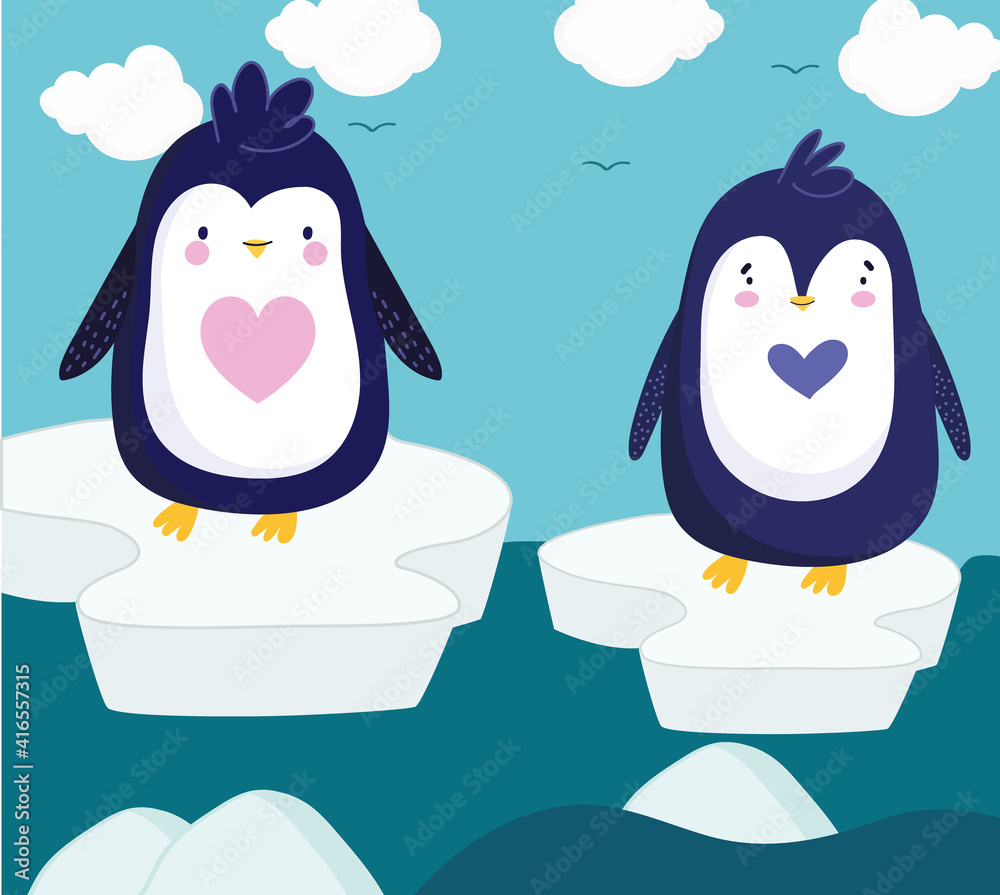 Fototapeta premium penguins standing ice