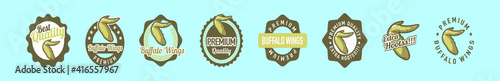 set of buffalo wings logo cartoon icon design template with various models. vector illustration isolated on blue background