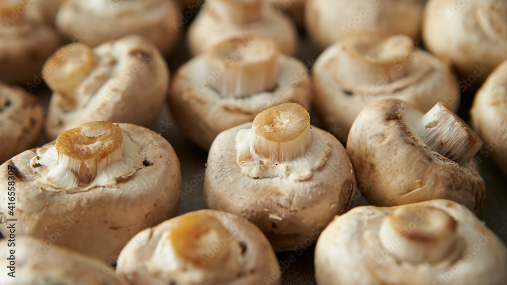 Fresh button mushroom on marble