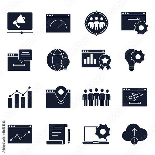 Set of SEO icon. Search Engine Optimization pack symbol template for graphic and web design collection logo vector illustration