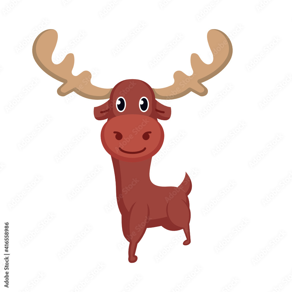 Fototapeta premium Cute deer caricature smiling mascot logo design