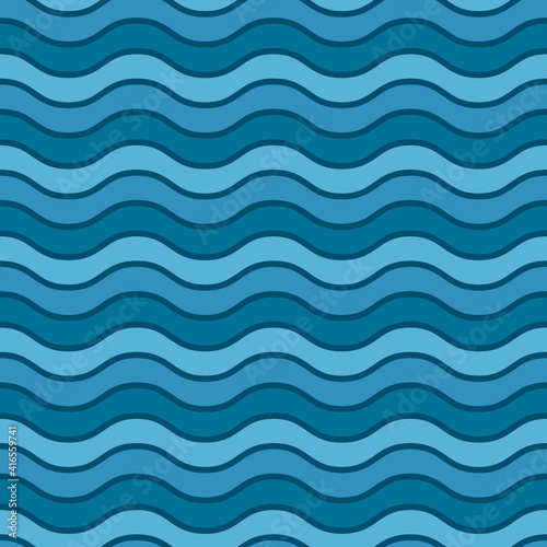 Waves seamless pattern, dark blue. Nautical style vector pattern with waves.
